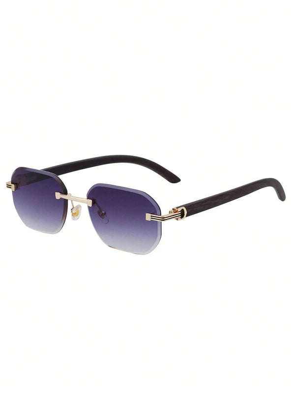 DRACO BLU NOTTE - Lunettes de soleil sans monture – Verres dégradé et branches en bois