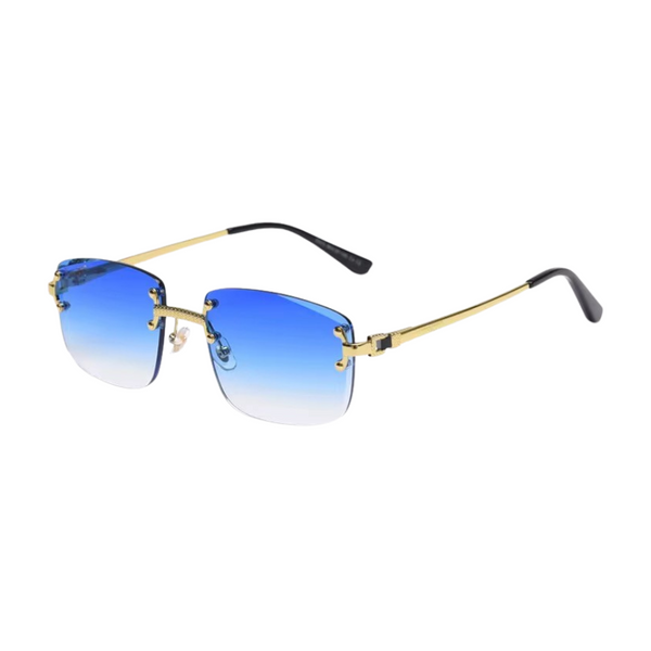 KEPLER AZZURRO - Lunettes de soleil carrées bleues dégradées – Monture dorée élégante
