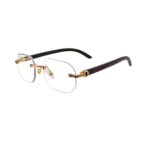 DRACO - Lunettes de vue sans monture – Verres transparents et branches noires dorées