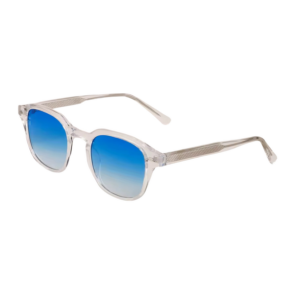 PROXIMA AZZURRO - Lunettes de soleil rondes bleues dégradées – Monture transparente
