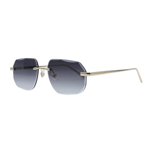 VEGA PRETO - Lunettes de soleil carrées noires dégradées – Monture dorée moderne