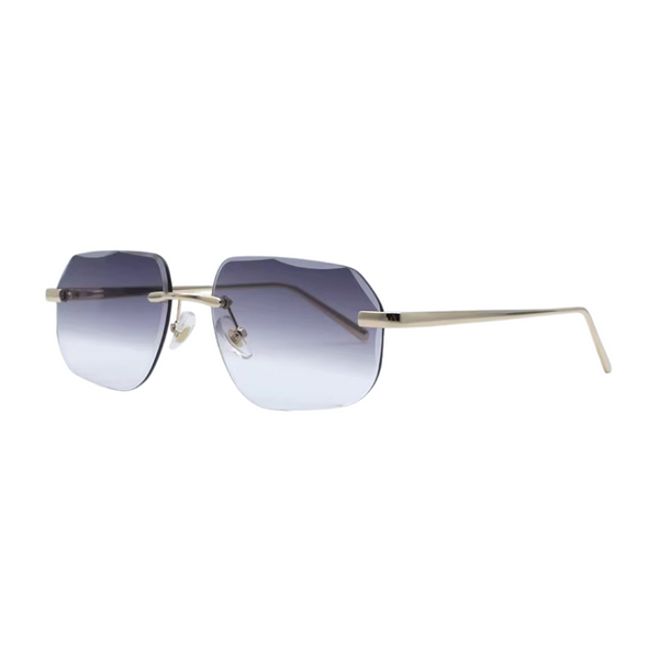 VEGA GRIGIO - Lunettes de soleil hexagonales dégradées grises – Monture dorée minimaliste