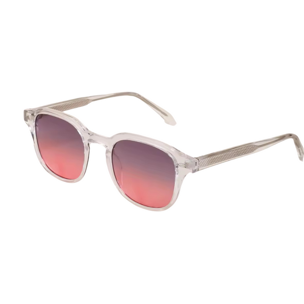 PROXIMA ROSA - Lunettes de soleil rondes rouges dégradées – Monture transparente chic