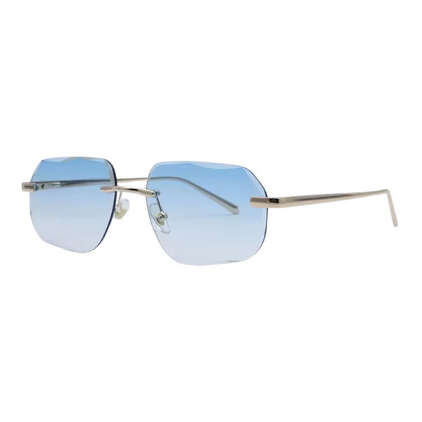 VEGA AZZURRO - Lunettes de soleil carrées bleues dégradées – Monture dorée élégante