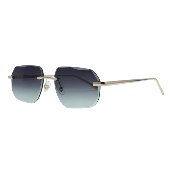 VEGA VERDE - Lunettes de soleil carrées noires dégradées vert – Monture dorée moderne
