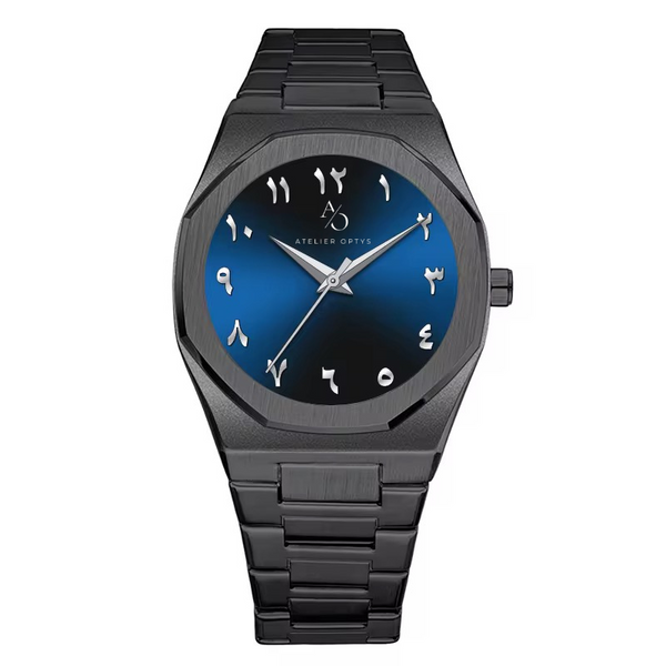 Montre PRETO MALIK - cadran bleu chiffres arabes – Bracelet acier élégant
