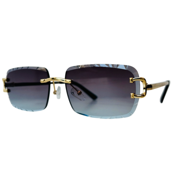 DHANAB BLU NOTTE - Lunettes de Soleil Bleu Nuit Dégradé - Monture Dorée