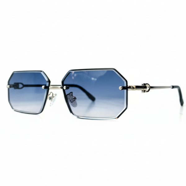 CANO BLU NOTTE - Lunettes de Soleil Octogonales Bleus & Argentées