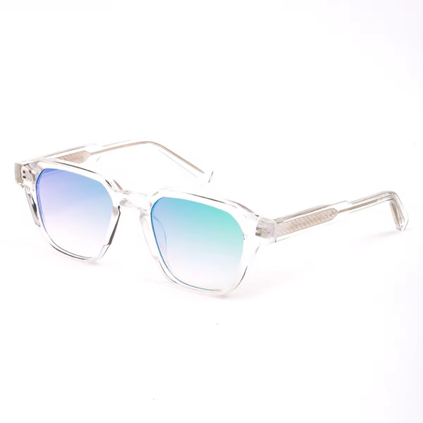ANITA BIANCO AZZURO - Lunettes de Soleil Monture Transparente avec Verres Reflets Bleus/ Verts