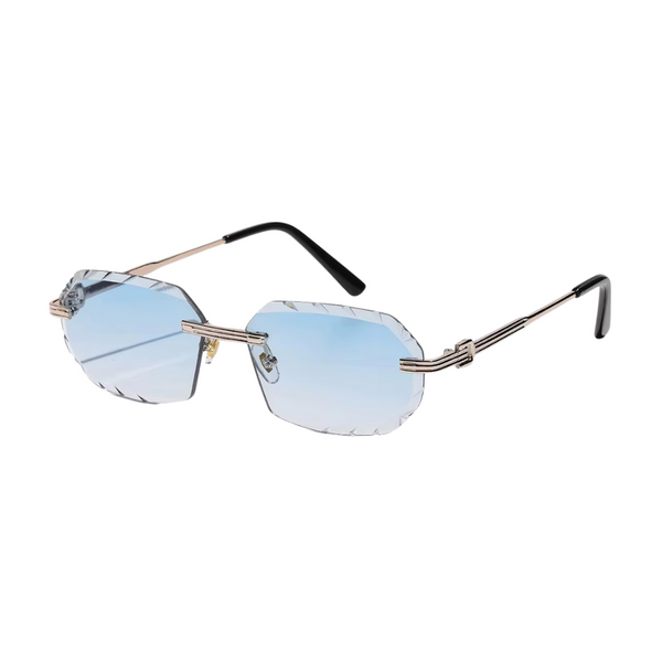 ELECTRA AZZURRO - Lunettes de soleil hexagonales bleu clair – Monture argentée